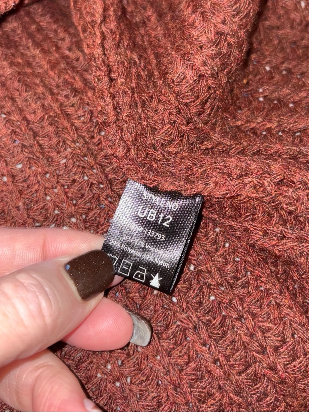 POL Chunky Knit Sleeveless Sweater Tunic Rust Brown High Low M - Picture 5 of 5